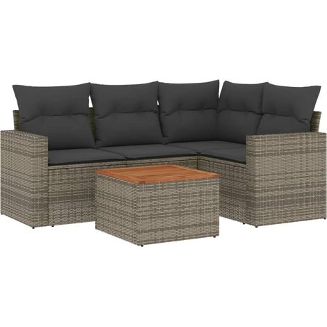 Maison Exclusive - 5-tlg. Garten-Sofagarnitur mit Kissen Grau Pol