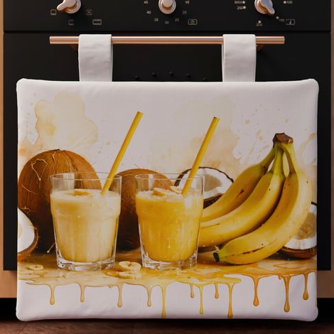 Accessoires Textiles de Cuisine, Couvre-Four 40 x 50 cm en Microfibre, Couvre-Four Moderne en Impression numérique Coco et Banane, 100% fabriqué en Italie (1/3)