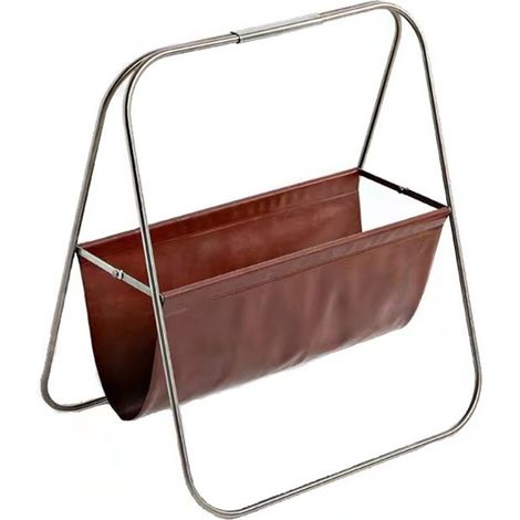 Porte-revues en acier inoxydable et cuir, porte-livres et journaux sur pied, élégant (1/4)