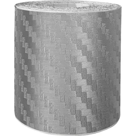 (Fibre de carbone argentée - 3 cm x 1 m) Autocollant de voiture 3D en fibre de carbone, anti-rayures et imperméable, protection latérale de seuil de porte, compatible avec les accessoires automobiles (1/4)