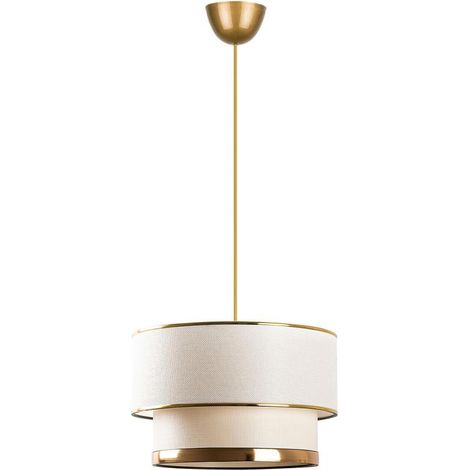 Lámpara de techo de metal - D.30 x Alt. 65 cm - Dorado y beige - RAYONA (1/4)