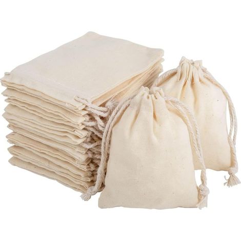 30 Sacs en Lin 7x9cm, Petit Sac Cadeau Avec Cordon de Serrage, Pochon Tissu Mariage, Sac Cafe Toile (7x9cm-30pcs(Coton)) (1/5)