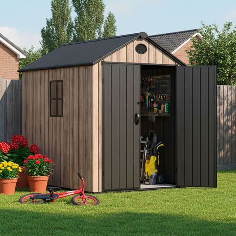 Hoggar – Harz Gartenhaus 3,62m² – Außenmaße 164×222×226 cm – Doppeltür 120×170 cm – UV-beständig & wasserdicht – Belüftungsöffnungen (1/4)