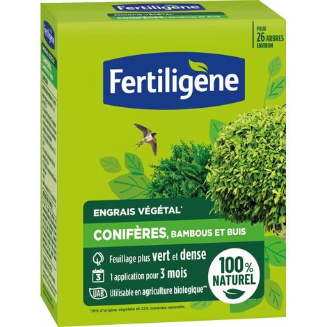 Engrais Végétal Conifères, Bambous et Buis 650 g - Un Feuillage Plus Vert et Dense - Seulement 1 Application en 3 Mois - Jusqu'à 26 Arbres - Produit 100% Naturel avec zéolite (1/2)