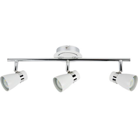 Arum Lighting – Plafonnier 3 têtes GU10 – Métal blanc mat et chrome – Longueur 47.5 cm – Largeur 17.4 cm – IP20 pour intérieur (1/4)