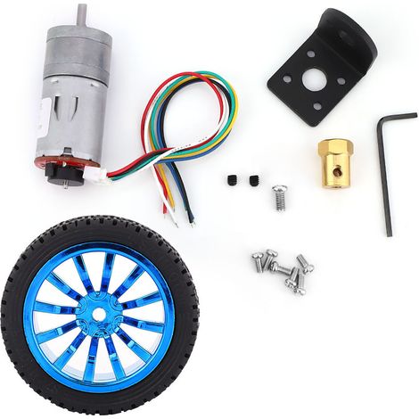 Motoriduttore DC12V 200 RPM con encoder e ruote da 65 mm - Kit fai da te per robotica e smart car