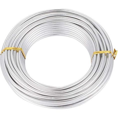 Fil de bricolage en aluminium de calibre 6 (4 mm) - 15,8 m - Flexible - En métal - Pour la fabrication de bijoux, l'emballage, les sculptures de fleurs (argent) (1/5)