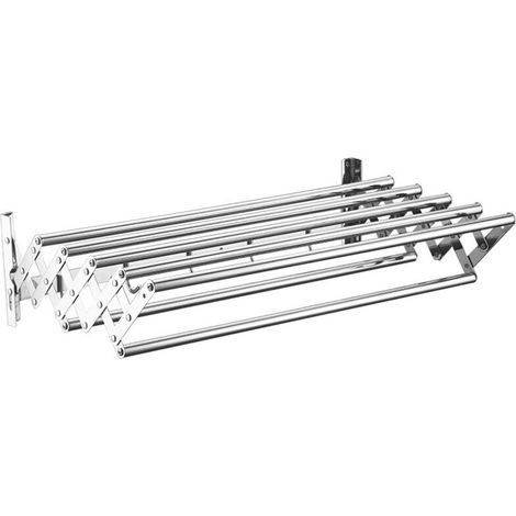 Porte-serviettes rétractable en acier inoxydable de 70 cm, étendoir à linge de balcon sans perforation, support de rangement, porte-serviettes pliable extensible de salle de bain, HD-70 (1/3)
