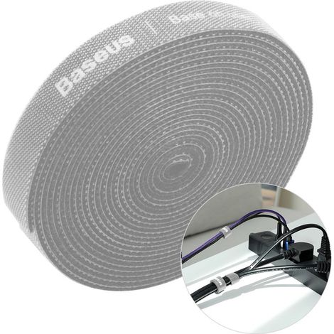Baseus Regenbogen-Klettbänder 3 m Kabelorganisator (Grau) (1/5)