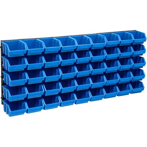 vidaXL Kit de cajas de almacenaje 48 pzas paneles de pared azul negro (1/4)