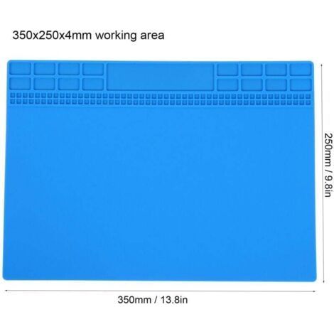 PA Tapis Magnétique Anti Chaleur Silicone Réparation Ordinateur Téléphone Station Soudure Outils 350x250x4mm Bleu Foncé (1/4)