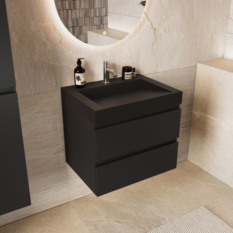 LOMAZOO meuble de salle de bain Zarivo noir mat - 60 cm - lavabo (1/5)