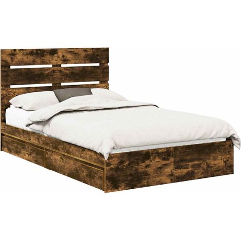 Maison Exclusive - Letto con Contenitore con testiera Rovere fumé 135 x 190 cm