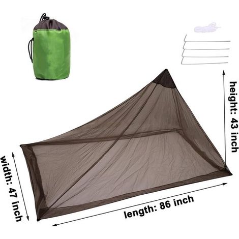 Moustiquaire - Moustiquaire de camping - Avec sac de transport et piquets - Utilisable comme auvent - Compacte - Maille fine - Sans tapis de sol - Pour lits, sacs de couchage et tentes - Idéale pour l (1/5)