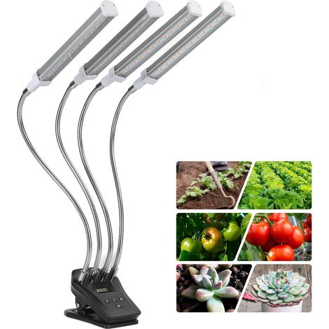 Lampe horticole LCD, rectangulaire à 4 têtes, LED couleur 96W, éclairage et croissance des plantes, argent, norme européenne. (1/5)