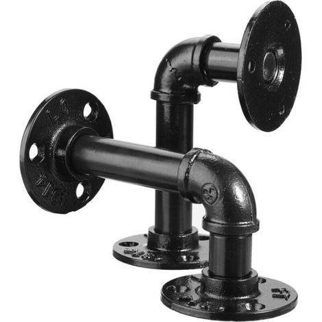 CSPARKV (8 x 15 cm noir) Lot de 2 Console acier industriel vintage (1/4)