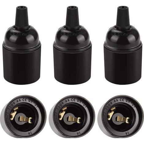 Casquillo E27 negro vintage, lámpara colgante Edison retro, adaptador de portalámparas de baquelita maciza, perfecto para decoración, proyectos industriales y de bricolaje, juego de 6