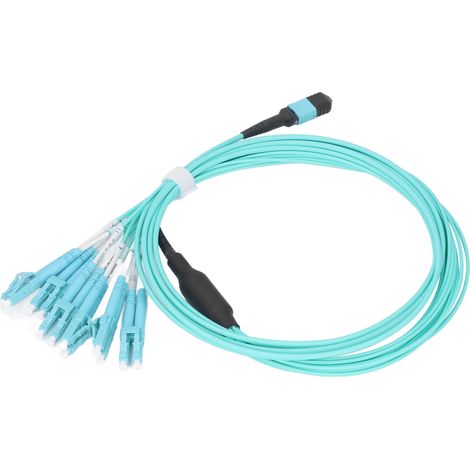 Câble de brassage fibre optique 12 cœurs 10 Gigabits multimode, cordon de raccordement MPO-LC, jarretière multifibre haute performance. (1/5)