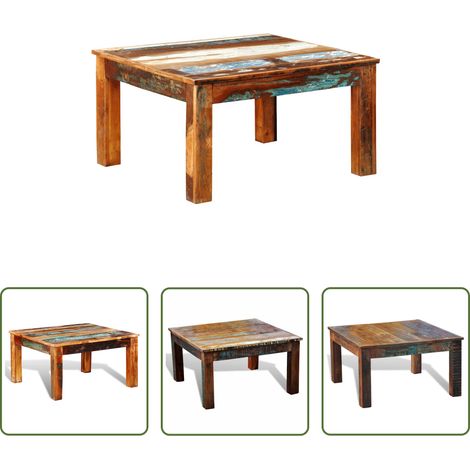 Bois massif - Table basse carrée Bois de récupération (1/5)
