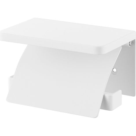 Porte-Papier Toilette Mural, Blanc, Acier, Minimaliste, 12 x 14 x 8,5 cm (L x L x H) (1/5)