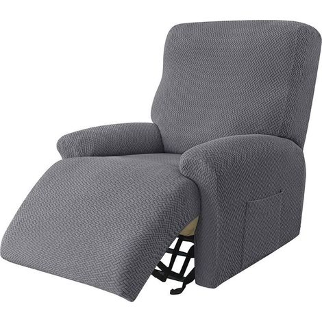 Housse De Fauteuil Relax Extensible, Housse Fauteuil Relax Jacquard 1 Pièces Fauteuil Relax Housse Antidérapant Housse De Chaise Inclinable Amovible Lavable pour Salon, GRIS FONCé (1/5)