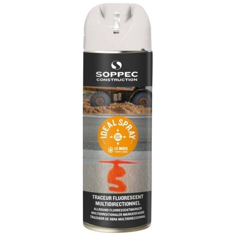 Bombe de peinture - Traceur de chantier blanc multidirectionnel ideal spray SOPPEC 9-12 mois - 141800o