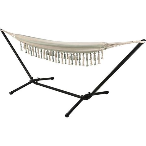 Hamac en toile avec support métal noir 300 cm (1/4)