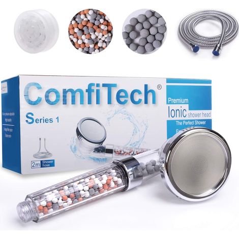 Pommeau de Douche, Pommeau Douche Anti Calcaire Economie Deau avec Tuyau 2M Haute Pression Filtrant à Trois Niveaux Système de Filtrage (1/5)
