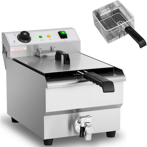 Freidora eléctrica regulable con grifo de drenaje, 230 V, 3200 W, 13 l