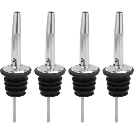 Bec Verseur Acier Inoxydable - Pour Bouteille Vin Huile Vinaigre - Embout Conique avec Trou Anti-Fuite - Lot de 4 (1/5)