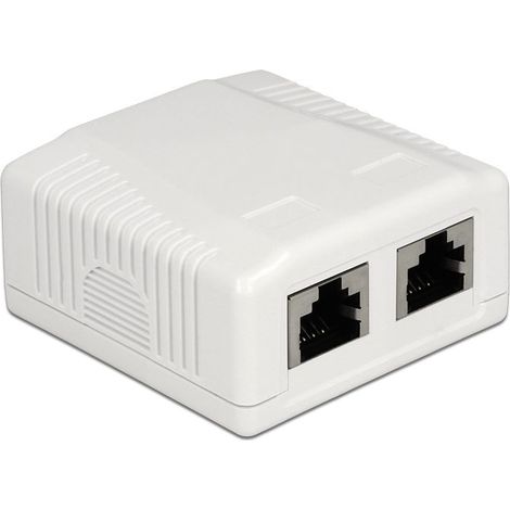 Câble réseau 2 x connecteurs RJ-45, couleur blanc, compatible norme TIA-568A/B, dimensions 59 x 61 x 29,5 mm, lot de pièces pour installation réseau domestique et professionnel (1/5)