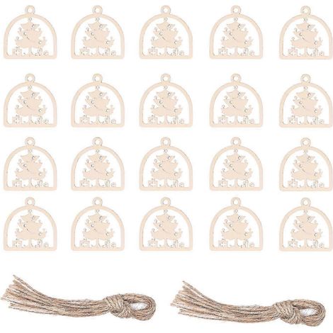 25-26 2 Lot de 2 Ornements suspendus en buis creux, petits objets décoratifs artisanaux pour la décoration des fêtes