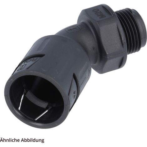 FLEXA RQLB1 45-M Schnellverschraubung 45 Grad Bogen Gewinde M25x1,5 für Schlauch-Außendurchmesser 21,2mm konisch dichtend mit Außengewinde - 1 Stück (1/3)