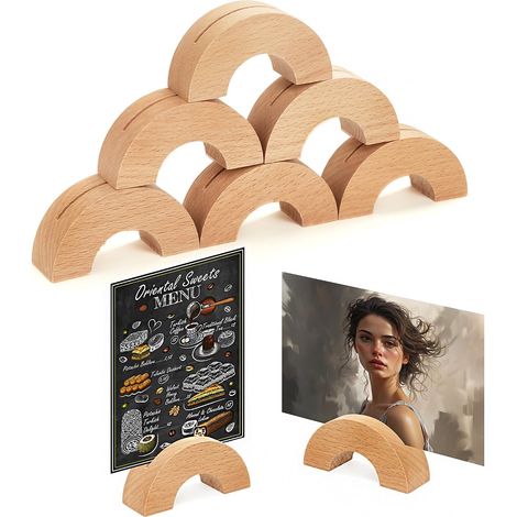 porte-cartes de table en bois, porte-photos, porte-menus en bois format A6 pour restaurants, porte-numéros de table en bois pour mariages, banquets et fêtes (6 pièces) (1/5)
