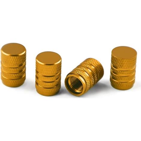 4 Bouchons Tige de Valve en Aluminium, Couvercle Bouchon Valve Pneu en Aluminium Caoutchouc pour Voitures, Bouchons Valve en Aluminium pour Pneus Voiture, Capuchon Roues Pneus Valves (Or) (1/5)