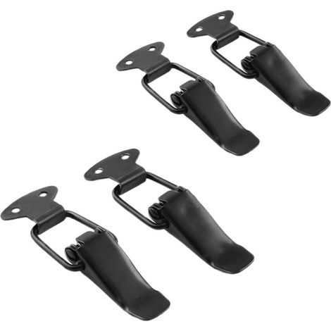 Kit universal de 4 piezas para parachoques, maletero, guardabarros, cierre de liberación y pasador de bloqueo del capó, todo en color negro.