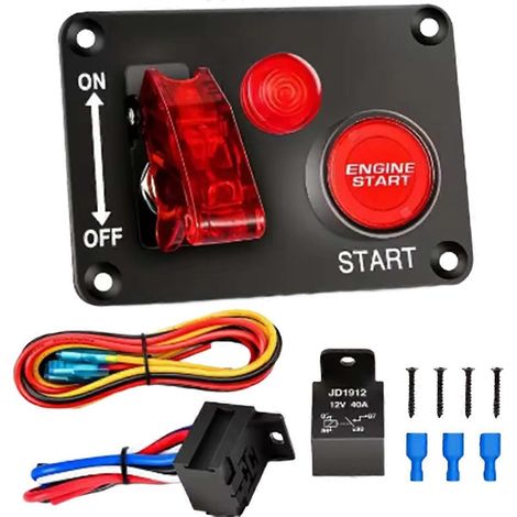 Panneau de commande avec bouton marche/arrêt, interrupteur à bascule et témoin d'allumage pour voiture de course 12 V - Accessoires automobiles (1/5)