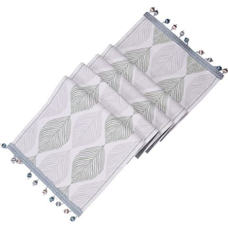 BelleRise - Chemin de table gris en coton et lin, chemin de table brodé rustique pour table à manger, restaurant, décoration - 35,5 x 180 cm (1/5)