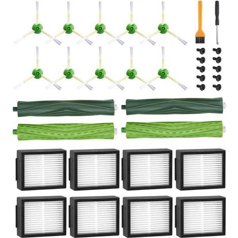 Pièces de Rechange pour iRobot Roomba E5 E6 i7 i7+ i3 i3+ i4 i4+ i6 i6+ j7 j7+, Kits accessoires de Remplacement pour iRobot i & e & j Séries, 8 Filtre,10 Brosses Latérales, 4 Brosses en Caoutchouc (1/5)