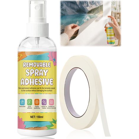 Colle Repositionnable, Colle Spray, Transparent Après Séchage,150ml (1/5)