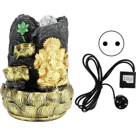 Fontaine de bureau avec statue d'éléphant Ganesha et Bouddha, décoration pour la maison et boule lumineuse (1/5)