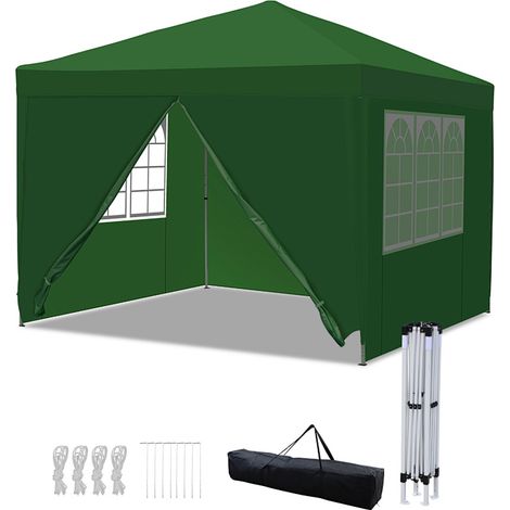 TolleTour Gazebo pieghevole 3x3m, antipioggia con protezione UV 50+, tenda pieghevole per giardino, campeggio e uso esterno, verde (1/5)