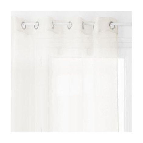 Atmosphera – Voilage 135 x 240 cm en polyester beige clair – 8 œillets ronds argent – Prêt à poser pour intérieur élégant