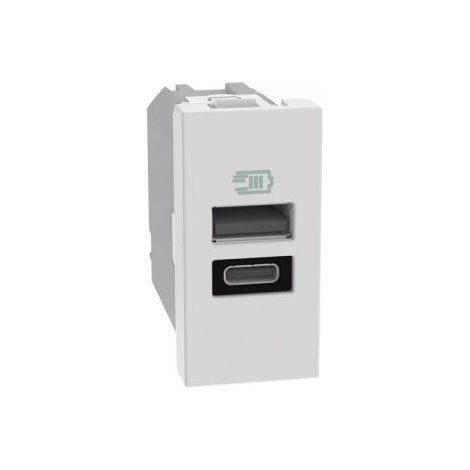 Bticino MatixGo Caricatore USB con una porta tipo A e una tipo C - 15W Bianco - JW4191AC