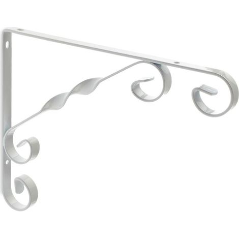 Support pour étagère en fer forgé Style décoratif Fabriqué en acier Finition blanche Mesures 12180230mm Système de fixation vissé 1 unité - talla