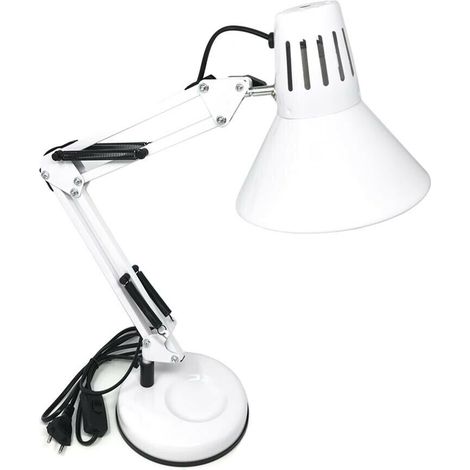 Lampada Lumetto Da Tavolo Scrivania Con Braccio Snodabile E Morsetto Lume Bianco