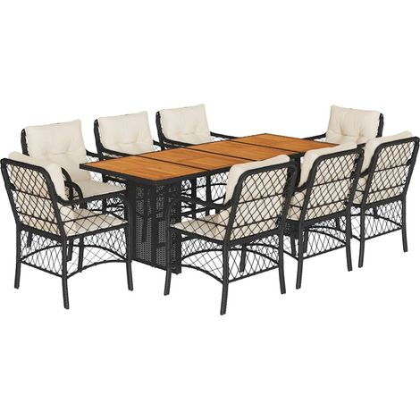 Maison Exclusive - Set da Pranzo da Giardino 9 pz con Cuscini Nero in Polyrattan (1/5)