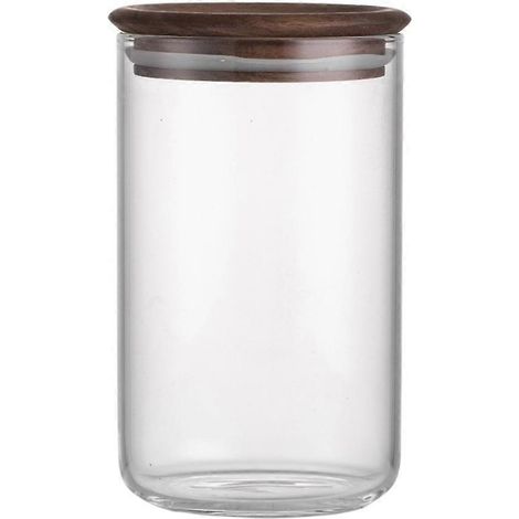 Bocal hermétique en verre alimentaire avec couvercle en bois pour la conservation en cuisine professionnelle, style japonais (1/5)