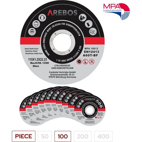 AREBOS Dischi da taglio Dischi flessibili Ø115 mm Ammissione 22,2mm Spessore 1mm (1/7)