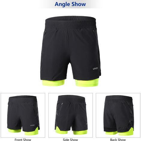 Short de course 2 en 1 pour hommes, séchage rapide, respirant, entraînement actif, exercice, Jogging, Marathon, Cycle (1/5)